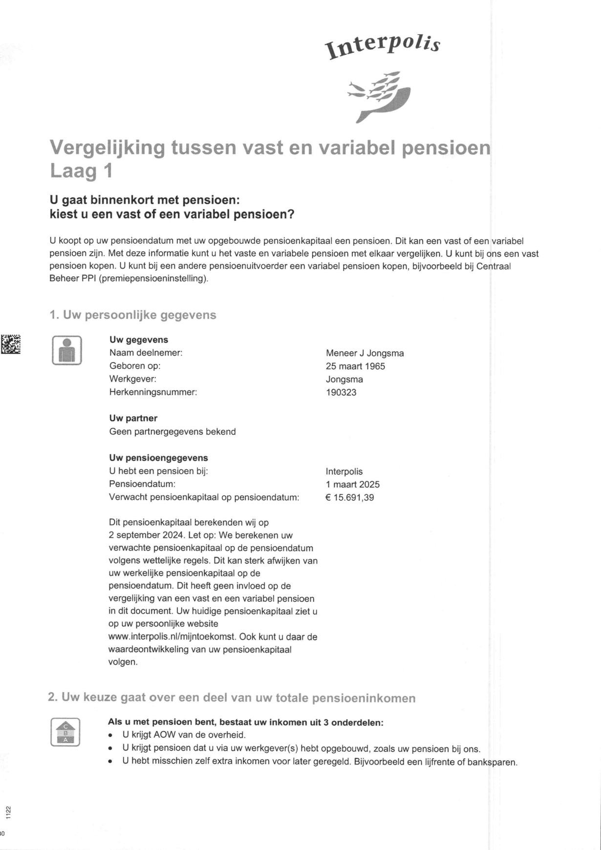 Interpolis Fixed vs Variable Pension Comparison