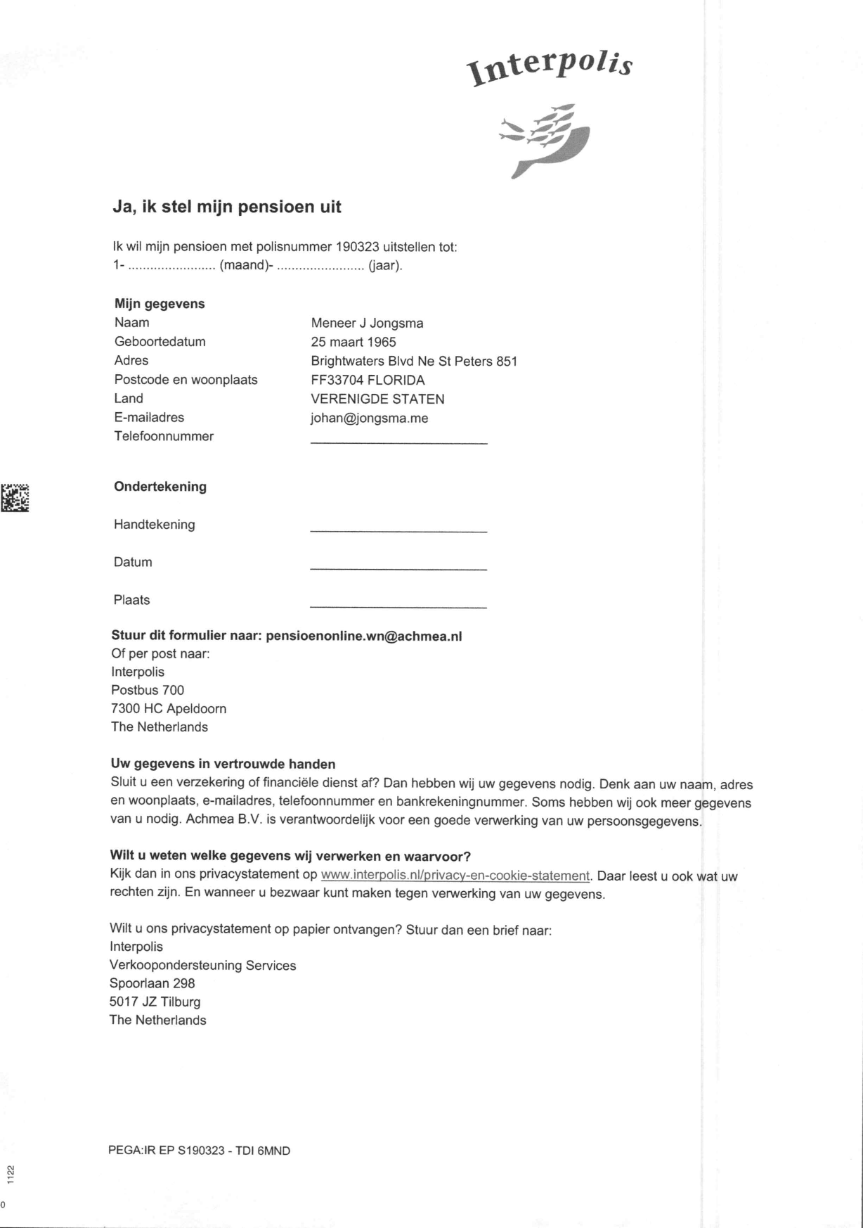 Interpolis Pension Deferral Form