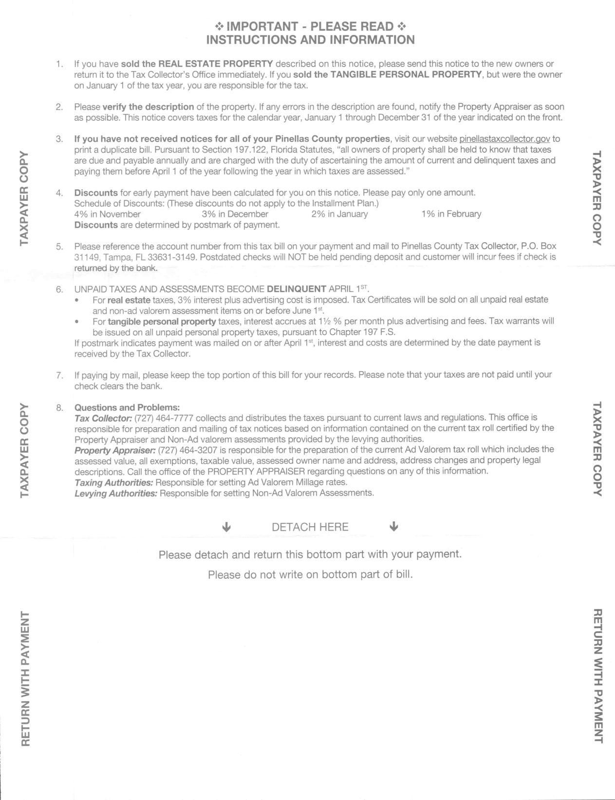 Pinellas County Property Tax Notice Instructions