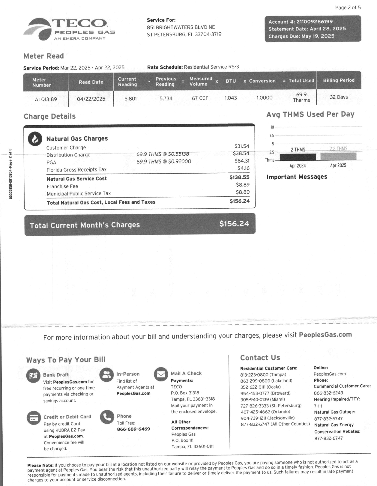 TECO Peoples Gas Utility Bill
